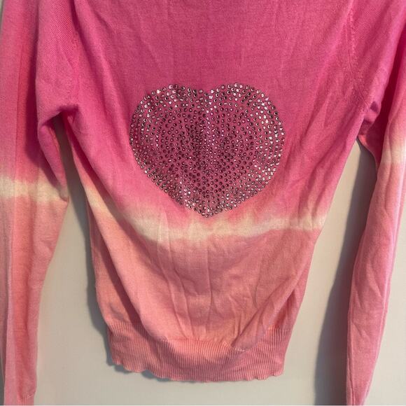NWT Cashmere 390 and Cake Pink Ombre Heart Sweater Small - Picture 7 of 15